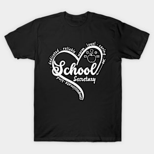 School Secretary Heart Front Office Appreciation T-Shirt